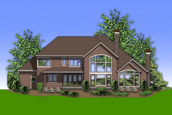 Exterior - Rear Elevation for European House Plan #48-618 - 4 bed, 3.5 bath