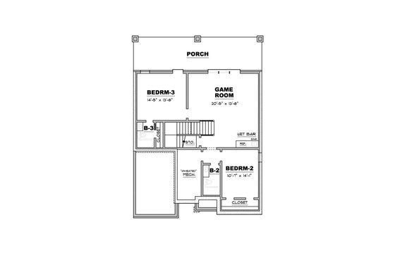 Floor Plan - Upper Floor for Craftsman House Plan #34-235 - 3 bed, 3.5 bath