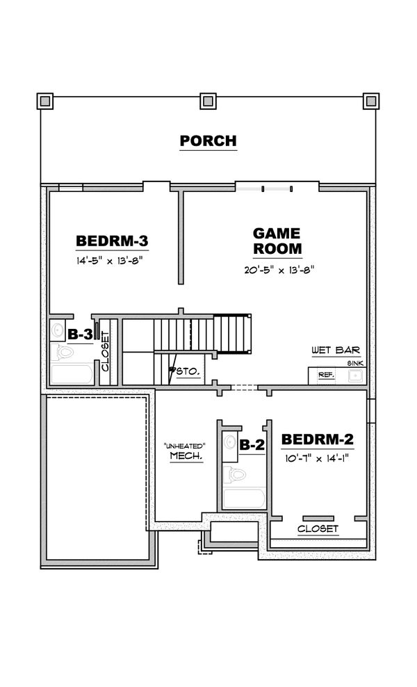 Craftsman Floor Plan - Upper Floor Plan #34-235