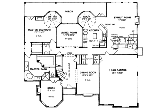 Floor Plan - Main Floor for European House Plan #20-231 - 4 bed, 3.5 bath