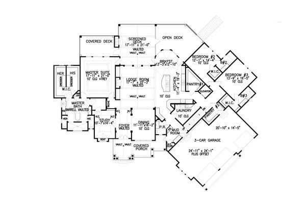 Home Plan - Ranch Floor Plan - Main Floor Plan #54-477