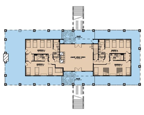 Architectural House Design - Country Floor Plan - Lower Floor Plan #923-47
