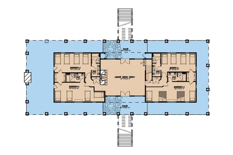 Dream House Plan - Floor Plan - Lower Floor for Country House Plan #923-47 - 11 bed, 10.5 bath