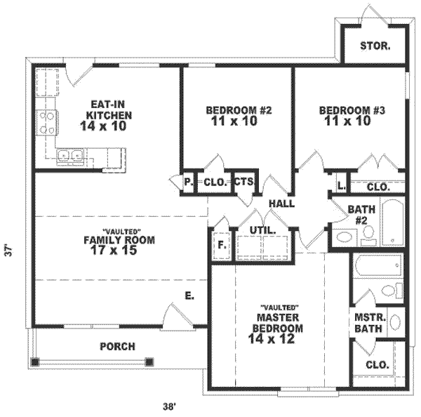 Cottage Floor Plan - Main Floor Plan #81-141