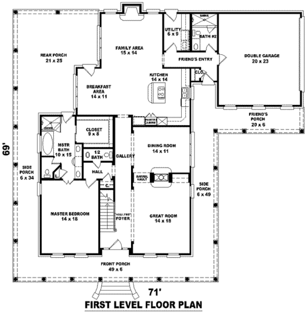 Southern Floor Plan - Main Floor Plan #81-1099