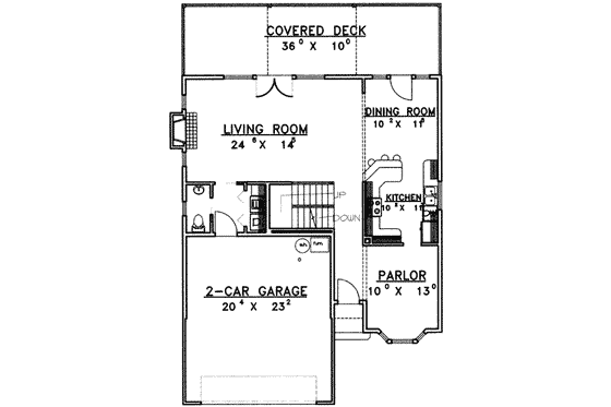 Floor Plan - Main Floor for Modern House Plan #117-375 - 3 bed, 3.5 bath