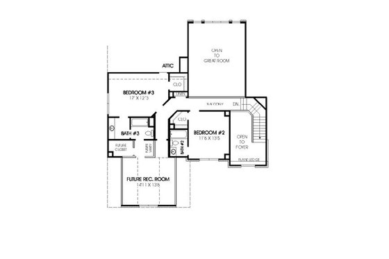 Floor Plan - Upper Floor for Traditional House Plan #424-265 - 3 bed, 3.5 bath