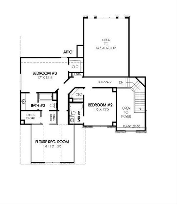 Traditional Floor Plan - Upper Floor Plan #424-265