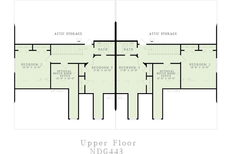 Architectural House Design - Floor Plan - Upper Floor for Southern House Plan #17-2030 - 3 bed, 2.5 bath