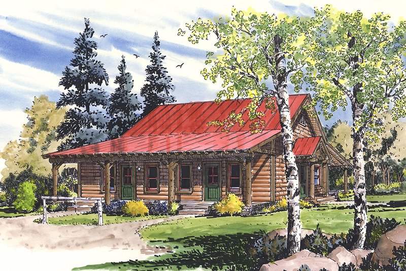 Architectural House Design - Log Exterior - Front Elevation Plan #942-51