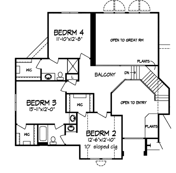 Architectural House Design - Traditional Floor Plan - Upper Floor Plan #320-929