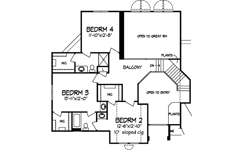 Dream House Plan - Floor Plan - Upper Floor for Traditional House Plan #320-929 - 4 bed, 3.5 bath