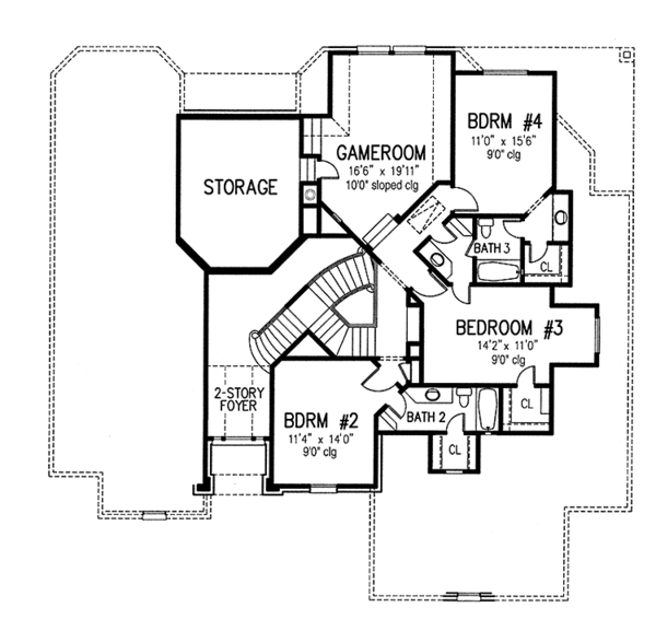 Dream House Plan - European Floor Plan - Upper Floor Plan #1021-10