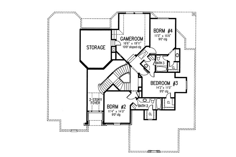 Home Plan - Floor Plan - Upper Floor for European House Plan #1021-10 - 4 bed, 3.5 bath