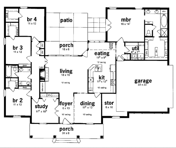 House Plan Design - Classical Floor Plan - Main Floor Plan #36-526