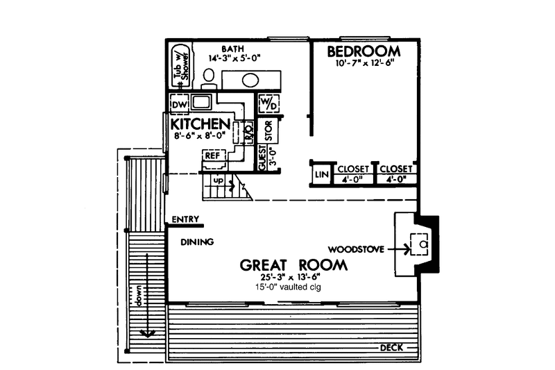 Home Plan - Floor Plan - Main Floor for Contemporary House Plan #320-824 - 1 bed, 1 bath