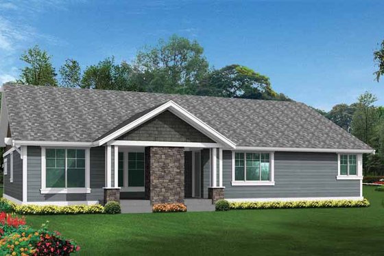 Exterior - Rear Elevation for Craftsman House Plan #132-539 - 3 bed, 2.5 bath