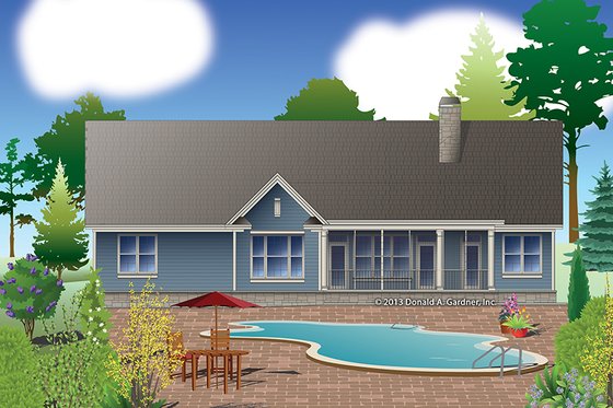 Exterior - Rear Elevation 1 for Craftsman House Plan #929-978 - 4 bed, 3 bath