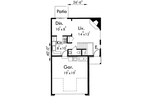 Floor Plan - Main Floor for Traditional House Plan #303-449 - 3 bed, 1.5 bath
