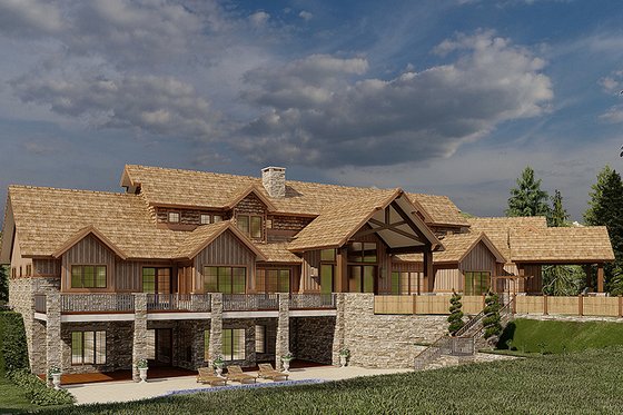 Exterior - Rear Elevation for Craftsman House Plan #923-179 - 4 bed, 5.5 bath