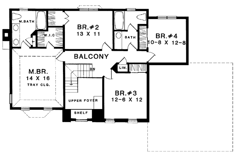 Home Plan - Floor Plan - Upper Floor for Colonial House Plan #1001-95 - 4 bed, 2.5 bath