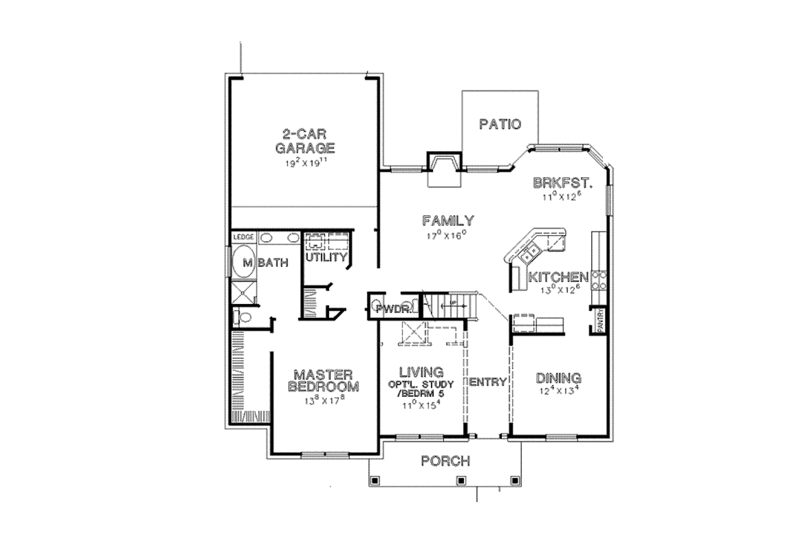 Dream House Plan - Floor Plan - Main Floor for Country House Plan #472-328 - 4 bed, 3.5 bath