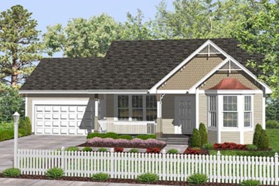 Exterior - Front Elevation for Traditional House Plan #50-130 - 2 bed, 1 bath