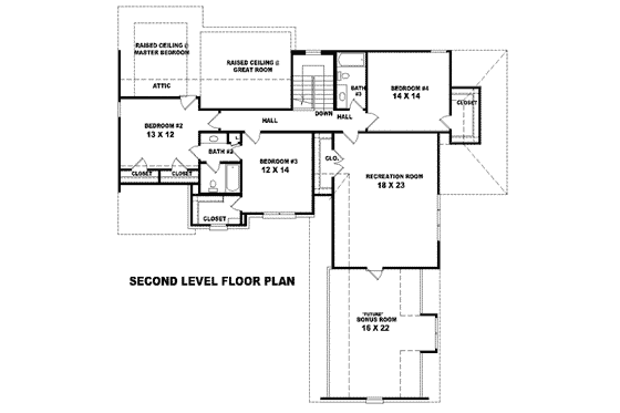 Floor Plan - Upper Floor for European House Plan #81-981 - 4 bed, 3.5 bath