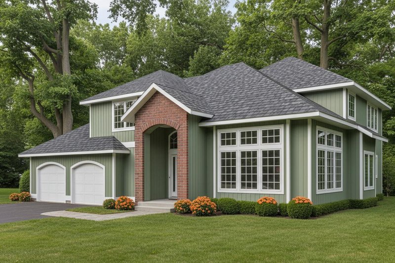 Exterior - Front Elevation 2 for Traditional House Plan #100-429 - 3 bed, 2.5 bath