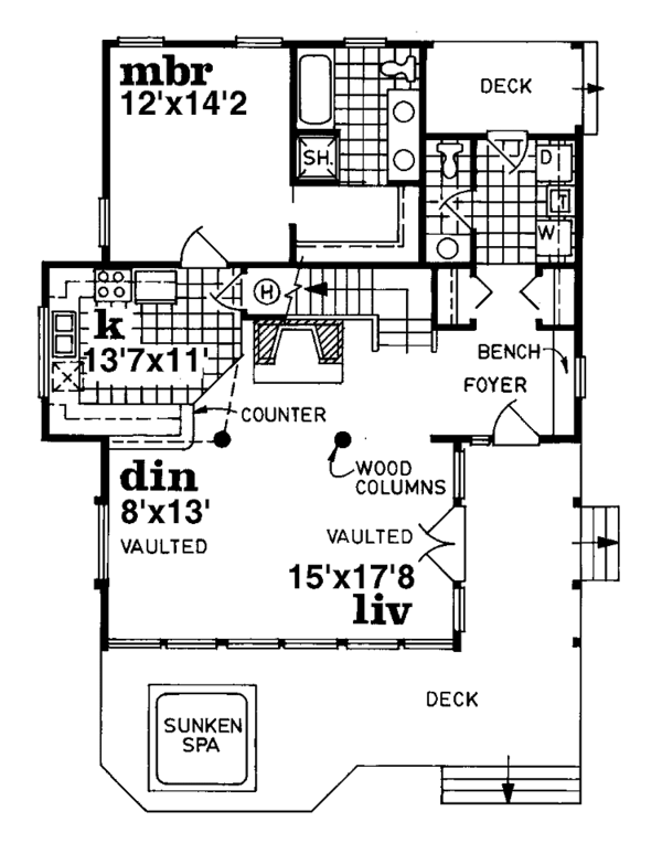 Architectural House Design - Cabin Floor Plan - Main Floor Plan #47-927