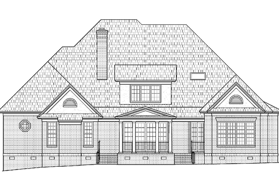 Exterior - Rear Elevation for Traditional House Plan #1054-15 - 5 bed, 4.5 bath