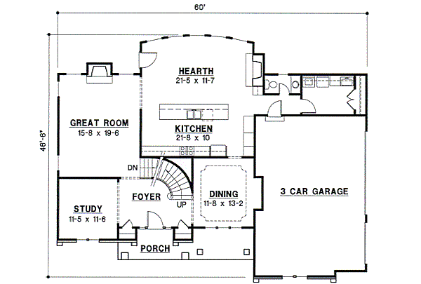 Traditional Floor Plan - Main Floor Plan #67-580