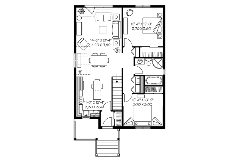 Dream House Plan - Floor Plan - Main Floor for Traditional House Plan #23-2376 - 2 bed, 1 bath