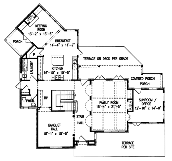 Home Plan - Tudor Floor Plan - Main Floor Plan #54-243