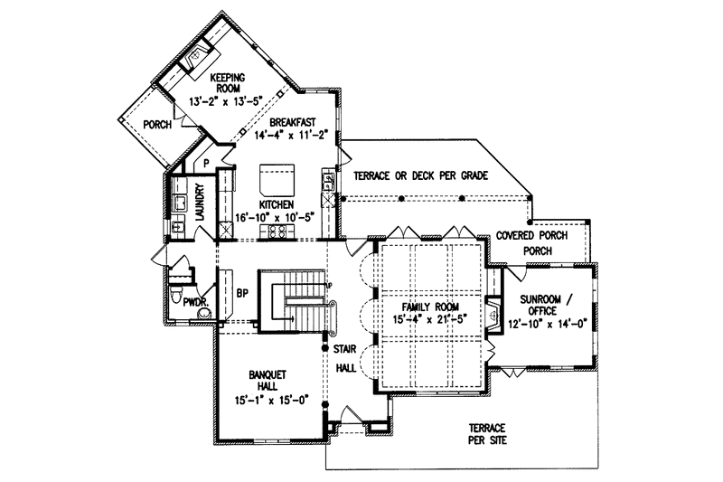Home Plan - Floor Plan - Main Floor for Tudor House Plan #54-243 - 4 bed, 3.5 bath