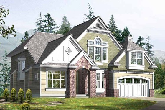 Exterior - Front Elevation 3 for Country House Plan #132-308 - 3 bed, 2.5 bath