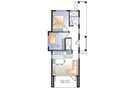 Floor Plan - Main Floor for Contemporary House Plan #23-2602 - 2 bed, 1 bath