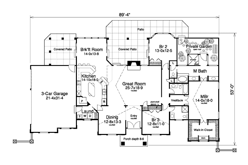 Dream House Plan - Floor Plan - Main Floor for Mediterranean House Plan #57-376 - 3 bed, 3 bath