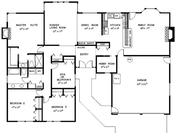 Dream House Plan - Contemporary Floor Plan - Main Floor Plan #60-889