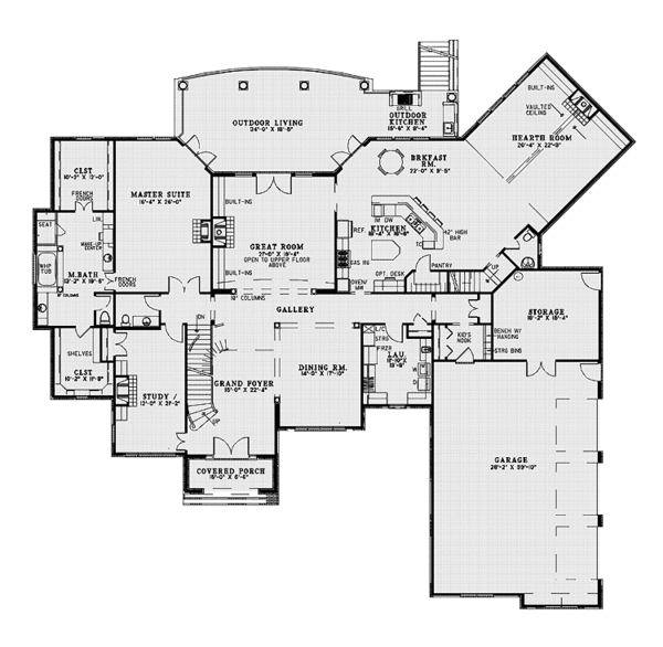 House Design - Traditional Floor Plan - Main Floor Plan #17-3365