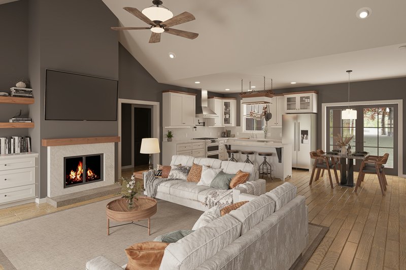 House Plan Design - Interior - Family Room for Farmhouse House Plan #44-279 - 3 bed, 2 bath
