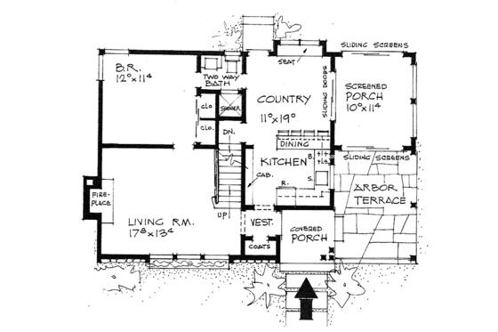 Floor Plan - Main Floor for Colonial House Plan #315-113 - 3 bed, 2 bath
