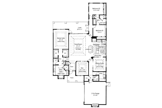 Floor Plan - Main Floor for Farmhouse House Plan #938-5 - 3 bed, 2.5 bath