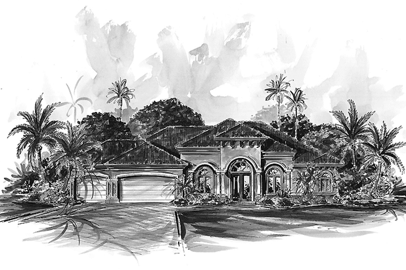 Dream House Plan - Exterior - Front Elevation 3 for Mediterranean House Plan #1017-19 - 3 bed, 3 bath