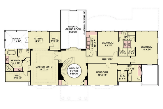 Floor Plan - Upper Floor for Classical House Plan #119-480 - 5 bed, 4.5 bath