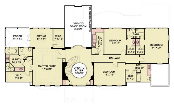 Architectural House Design - Floor Plan - Upper Floor for Classical House Plan #119-480 - 5 bed, 4.5 bath
