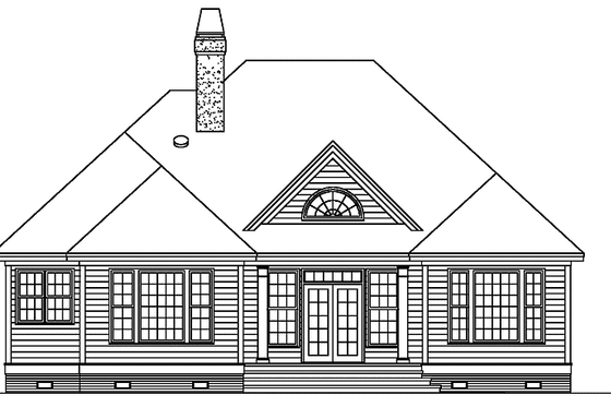 Exterior - Rear Elevation for Ranch House Plan #929-567 - 3 bed, 2.5 bath