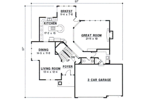 Floor Plan - Main Floor for European House Plan #67-582 - 4 bed, 3.5 bath
