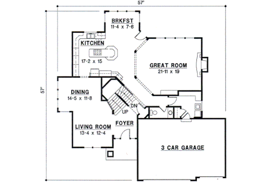 Floor Plan - Main Floor for European House Plan #67-582 - 4 bed, 3.5 bath