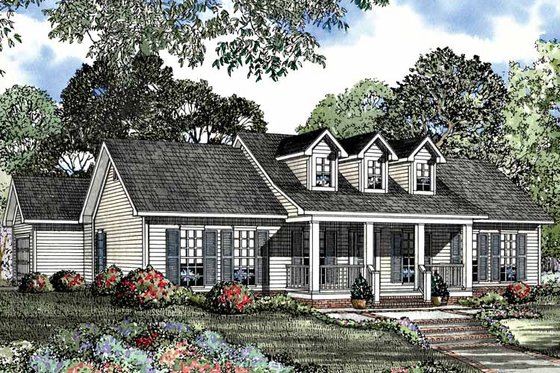 Exterior - Front Elevation 3 for Country House Plan #17-3058 - 3 bed, 2 bath